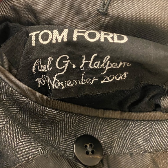 Tom Ford 3 piece suit herringbone stripe gray see info size measurements wool - Picture 12 of 16